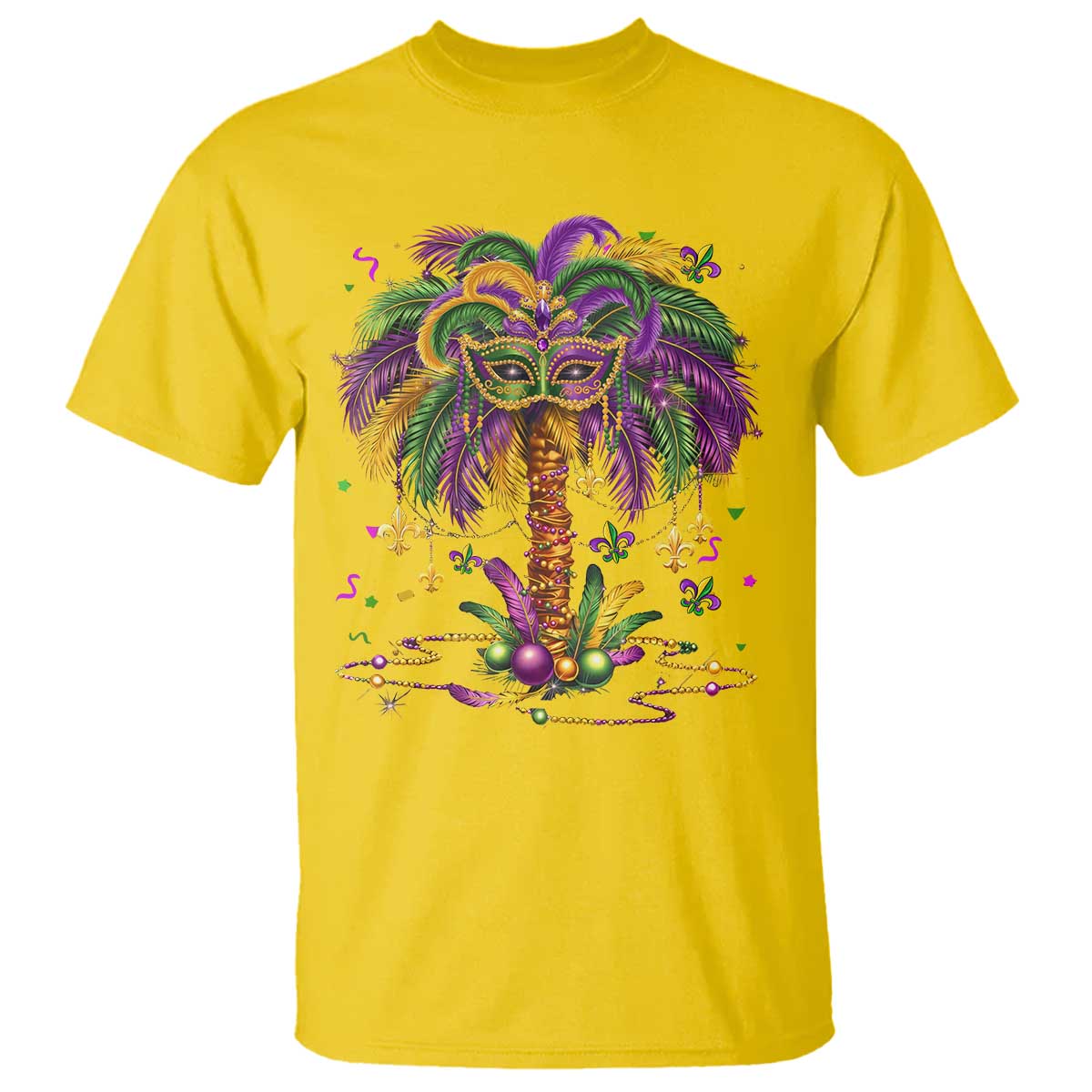 Mardi Gras Bead Tree T Shirt Carnival New Orleans Hawaiian Tropical Palm Tree 2025