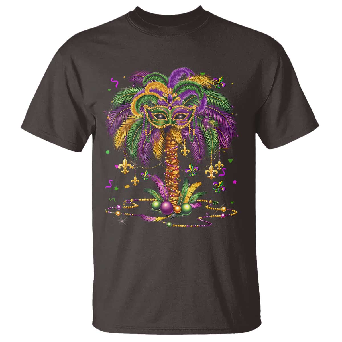 Mardi Gras Bead Tree T Shirt Carnival New Orleans Hawaiian Tropical Palm Tree 2025