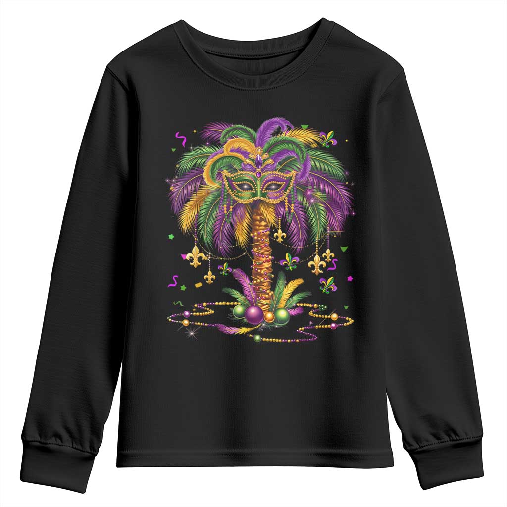 Mardi Gras Bead Tree Youth Sweatshirt Carnival New Orleans Hawaiian Tropical Palm Tree 2025