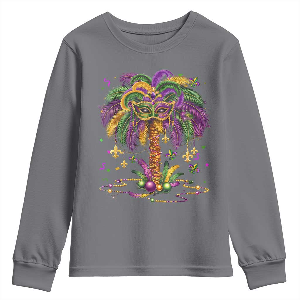 Mardi Gras Bead Tree Youth Sweatshirt Carnival New Orleans Hawaiian Tropical Palm Tree 2025