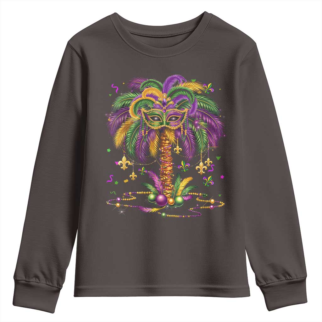 Mardi Gras Bead Tree Youth Sweatshirt Carnival New Orleans Hawaiian Tropical Palm Tree 2025