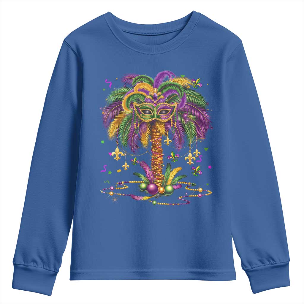 Mardi Gras Bead Tree Youth Sweatshirt Carnival New Orleans Hawaiian Tropical Palm Tree 2025