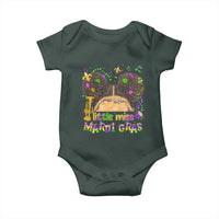 Little Miss Mardi Gras Afro Messy Bun Girls Baby Onesie