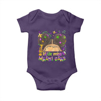 Little Miss Mardi Gras Afro Messy Bun Girls Baby Onesie