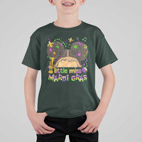 Little Miss Mardi Gras Afro Messy Bun Girls T Shirt For Kid