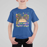 Little Miss Mardi Gras Afro Messy Bun Girls T Shirt For Kid