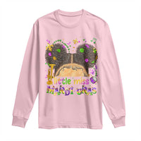 Little Miss Mardi Gras Afro Messy Bun Girls Long Sleeve Shirt