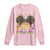Little Miss Mardi Gras Afro Messy Bun Girls Long Sleeve Shirt