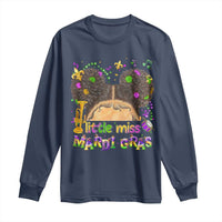 Little Miss Mardi Gras Afro Messy Bun Girls Long Sleeve Shirt