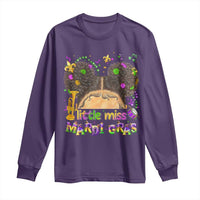 Little Miss Mardi Gras Afro Messy Bun Girls Long Sleeve Shirt