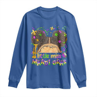 Little Miss Mardi Gras Afro Messy Bun Girls Long Sleeve Shirt