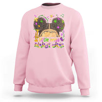 Little Miss Mardi Gras Afro Messy Bun Girls Sweatshirt
