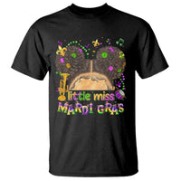 Little Miss Mardi Gras Afro Messy Bun Girls T Shirt