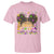 Little Miss Mardi Gras Afro Messy Bun Girls T Shirt