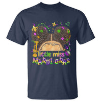 Little Miss Mardi Gras Afro Messy Bun Girls T Shirt