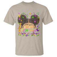 Little Miss Mardi Gras Afro Messy Bun Girls T Shirt
