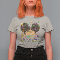 Little Miss Mardi Gras Afro Messy Bun Girls T Shirt For Women