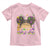 Little Miss Mardi Gras Afro Messy Bun Girls Toddler T Shirt