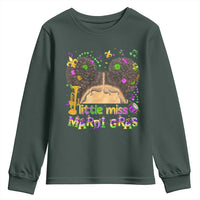 Little Miss Mardi Gras Afro Messy Bun Girls Youth Sweatshirt