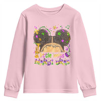 Little Miss Mardi Gras Afro Messy Bun Girls Youth Sweatshirt