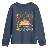 Little Miss Mardi Gras Afro Messy Bun Girls Youth Sweatshirt
