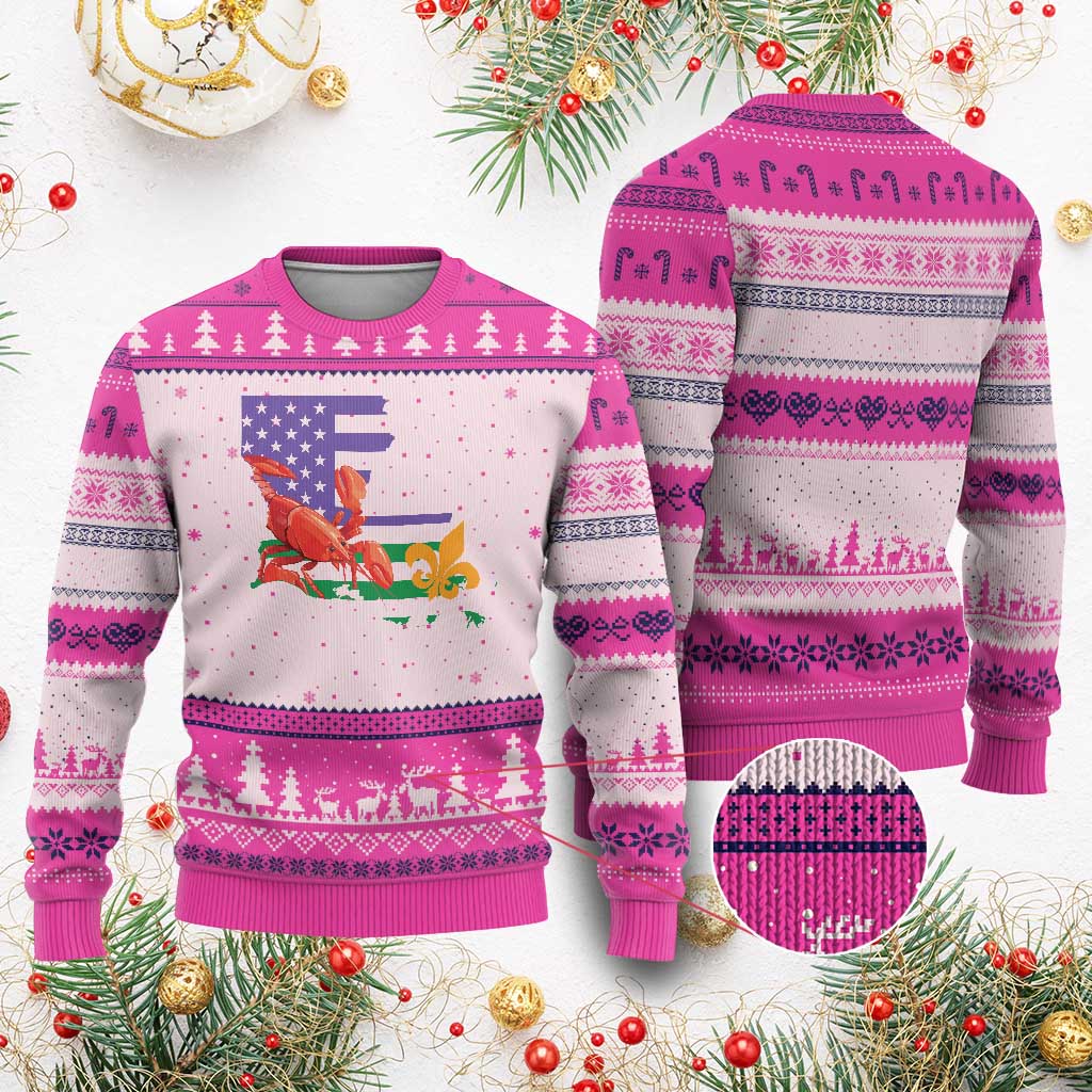 Louisiana Ugly Christmas Sweater Louisiana New Orleans Party Custume Beads - Wonder Print Shop