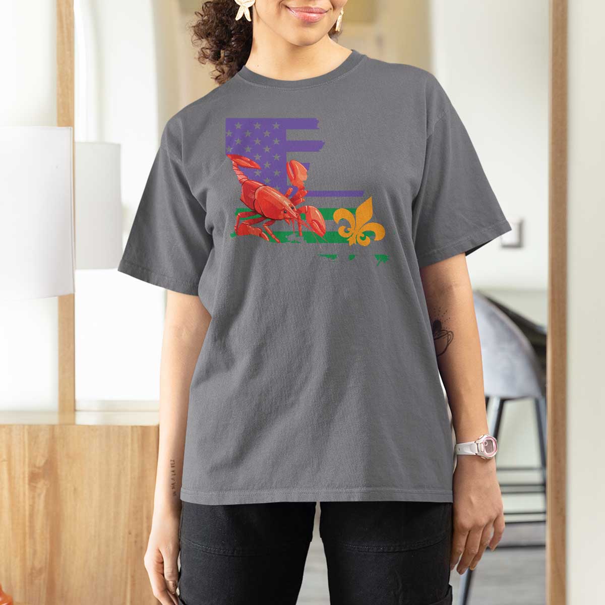 Louisiana T Shirt For Women Louisiana New Orleans Party Custume Beads - Wonder Print Shop