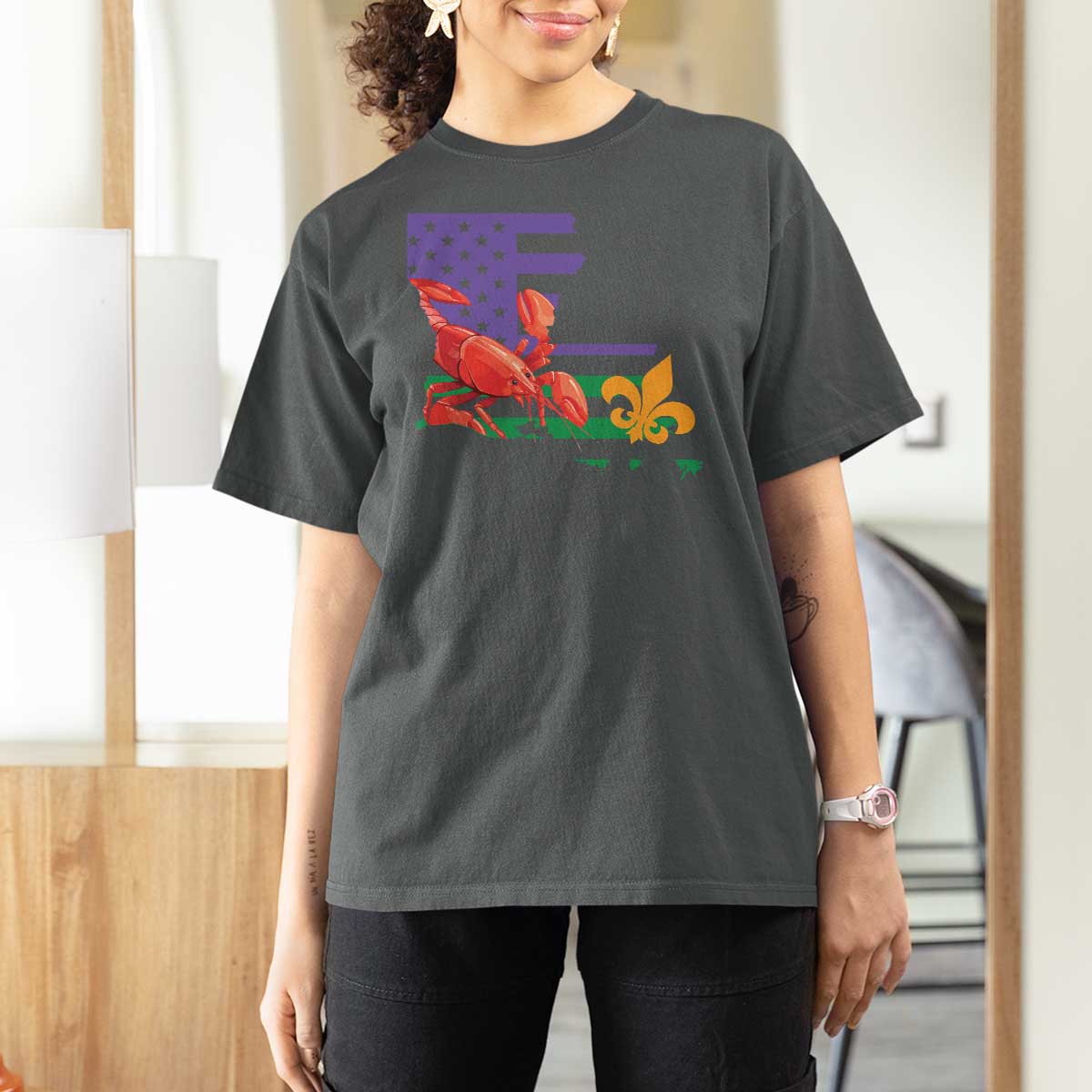 Louisiana T Shirt For Women Louisiana New Orleans Party Custume Beads - Wonder Print Shop