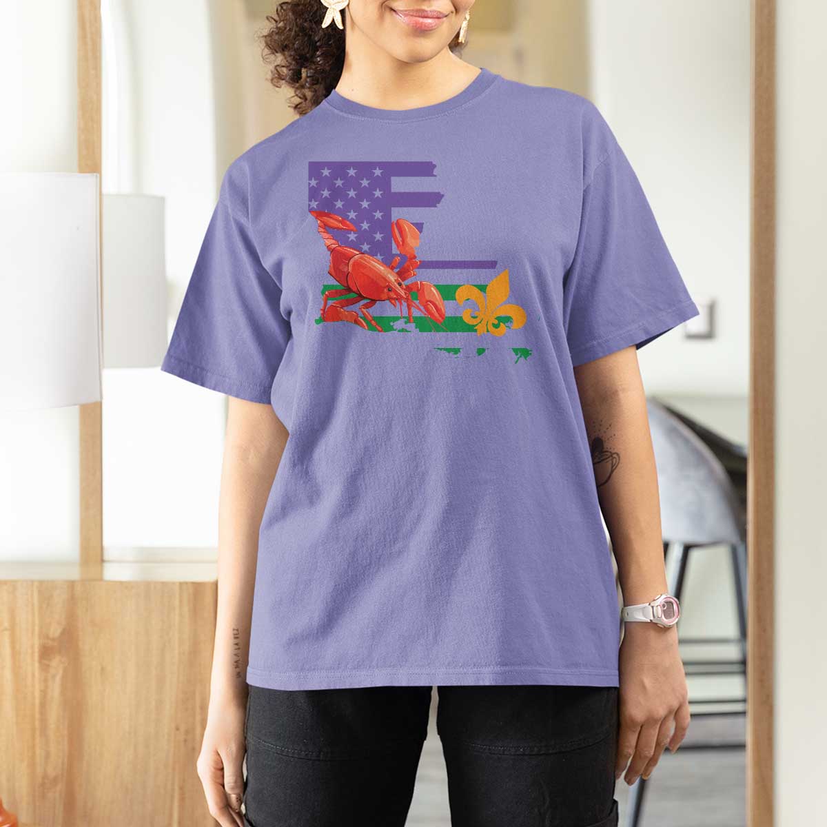 Louisiana T Shirt For Women Louisiana New Orleans Party Custume Beads - Wonder Print Shop