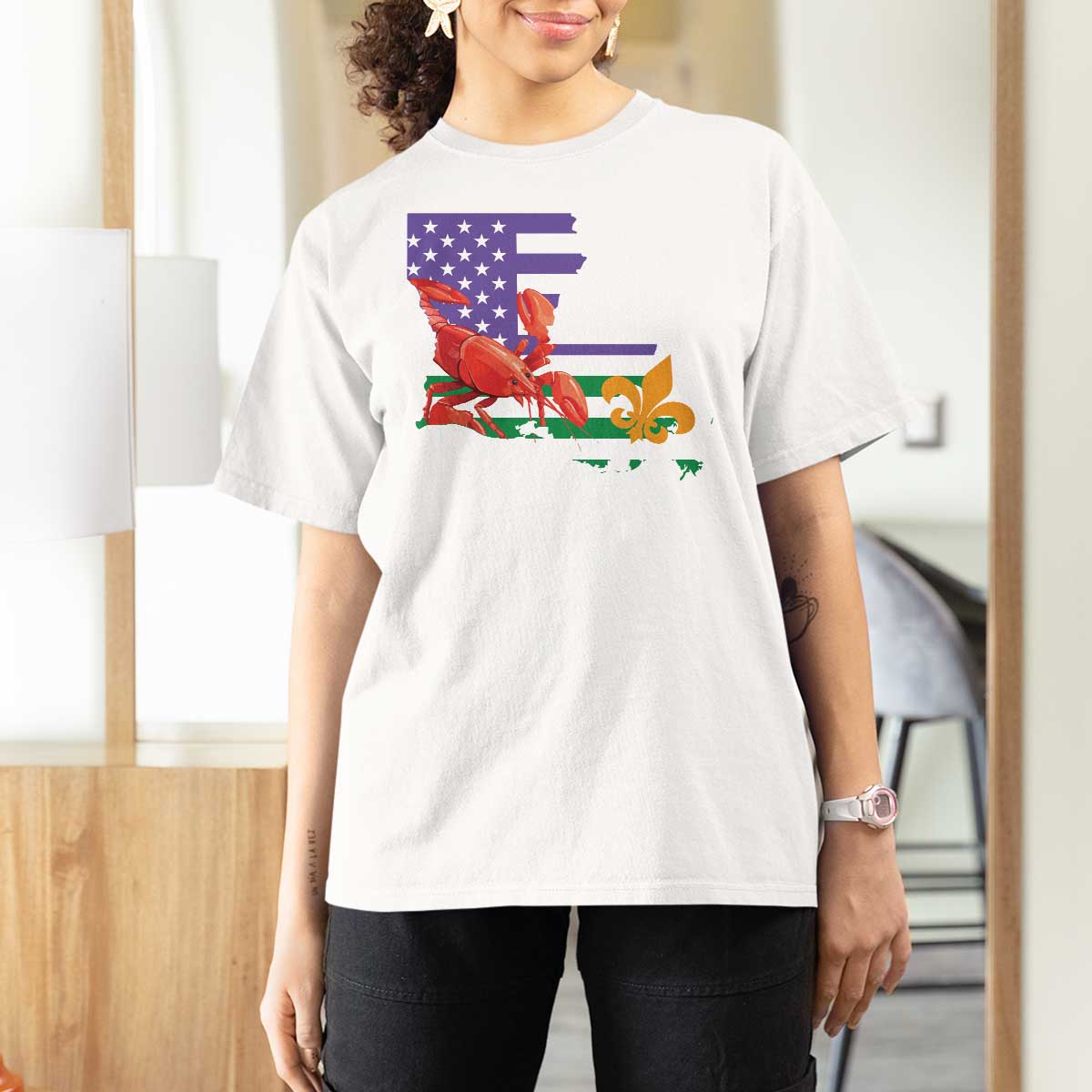 Louisiana T Shirt For Women Louisiana New Orleans Party Custume Beads - Wonder Print Shop