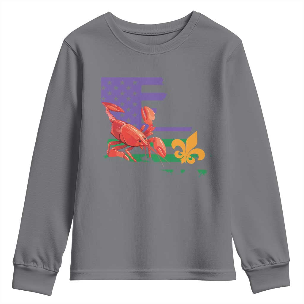 Louisiana Youth Sweatshirt Louisiana New Orleans Party Custume Beads - Wonder Print Shop