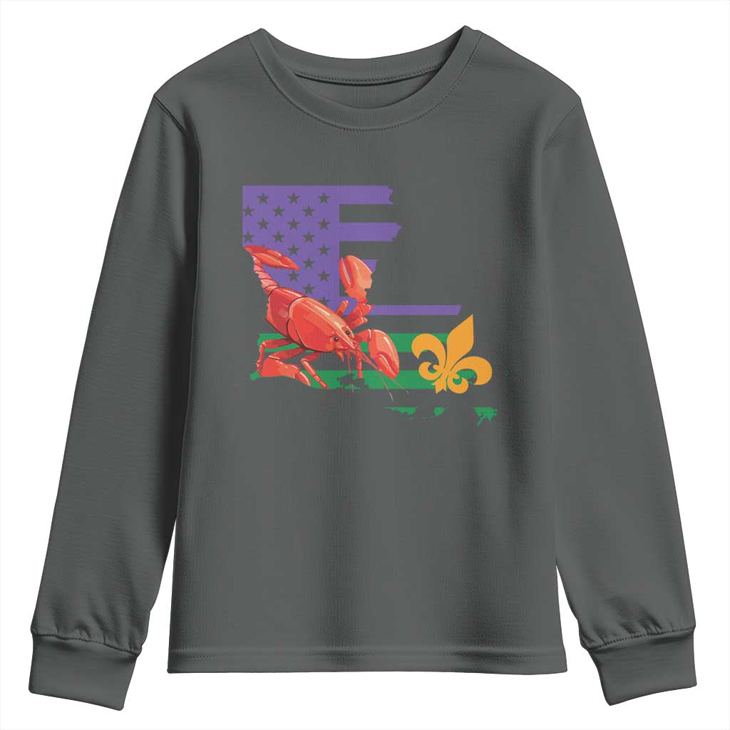 Louisiana Youth Sweatshirt Louisiana New Orleans Party Custume Beads - Wonder Print Shop