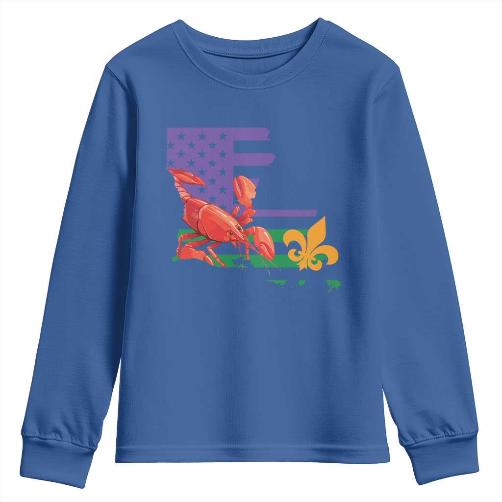 Louisiana Youth Sweatshirt Louisiana New Orleans Party Custume Beads - Wonder Print Shop