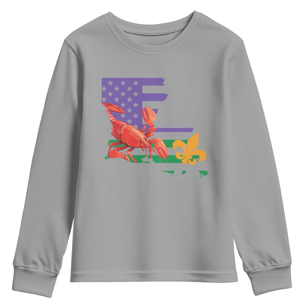 Louisiana Youth Sweatshirt Louisiana New Orleans Party Custume Beads - Wonder Print Shop