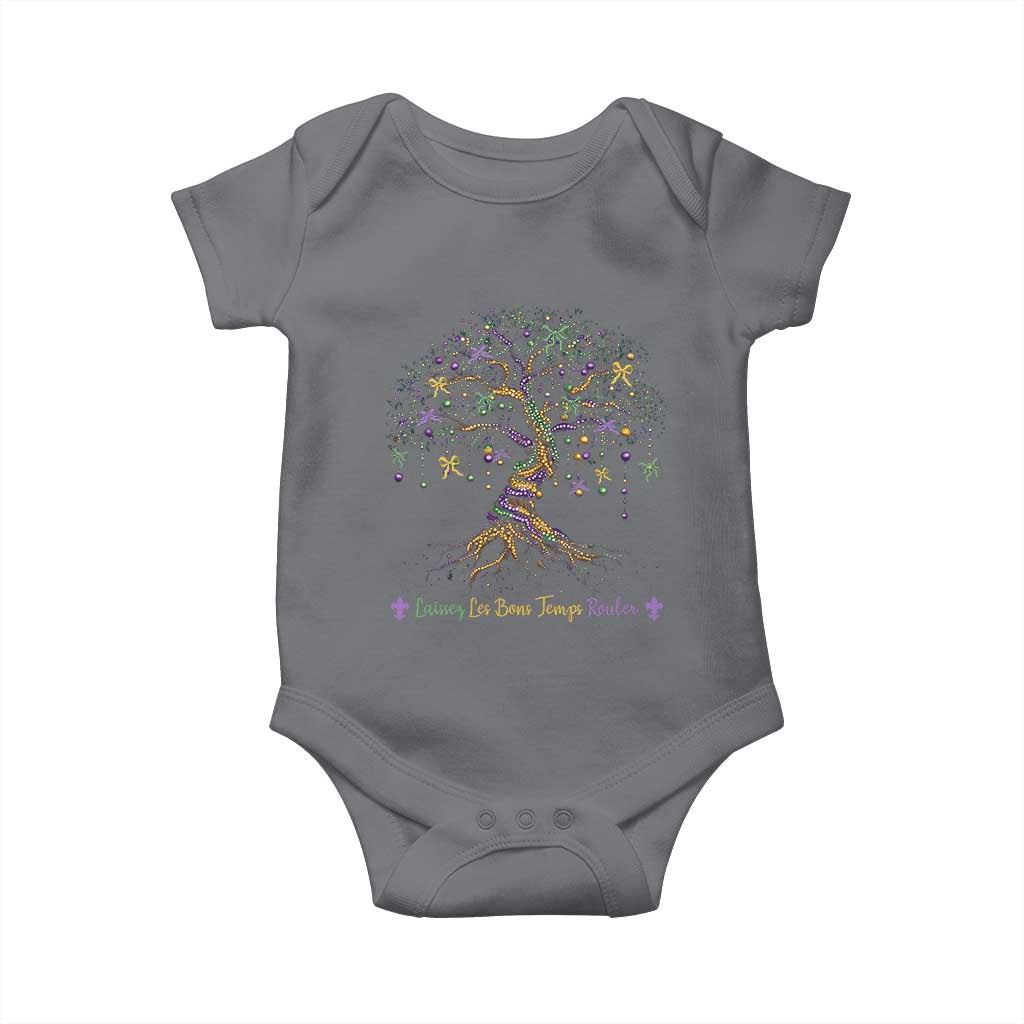 Coquette Bow Mardi Gras Bead Tree Baby Onesie Carnival New Orleans 2025