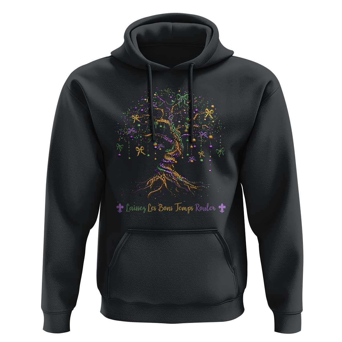 Coquette Bow Mardi Gras Bead Tree Hoodie Carnival New Orleans 2025