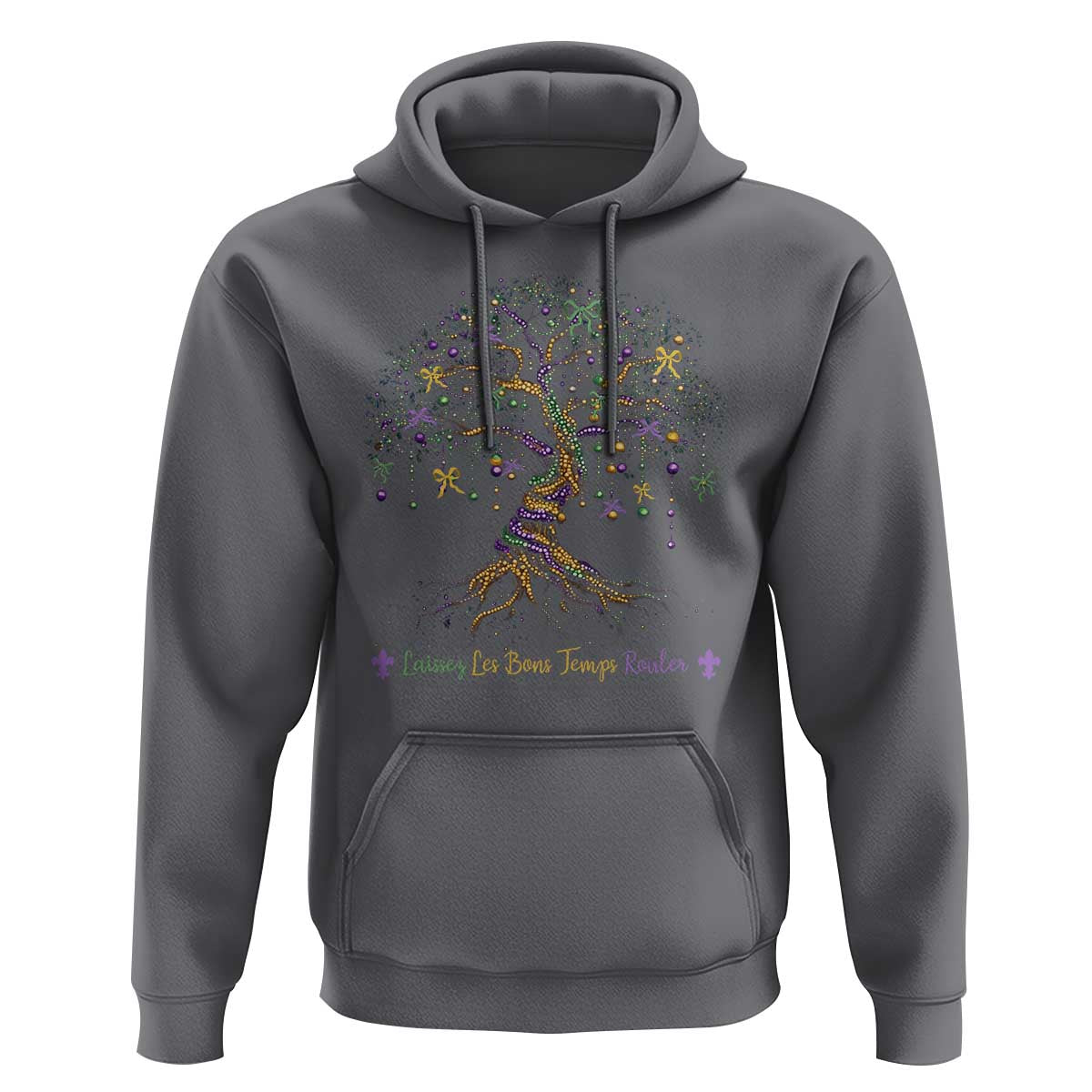 Coquette Bow Mardi Gras Bead Tree Hoodie Carnival New Orleans 2025