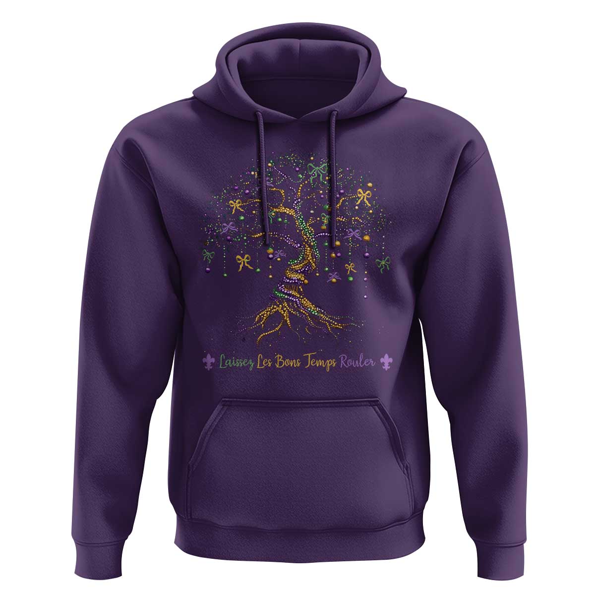 Coquette Bow Mardi Gras Bead Tree Hoodie Carnival New Orleans 2025