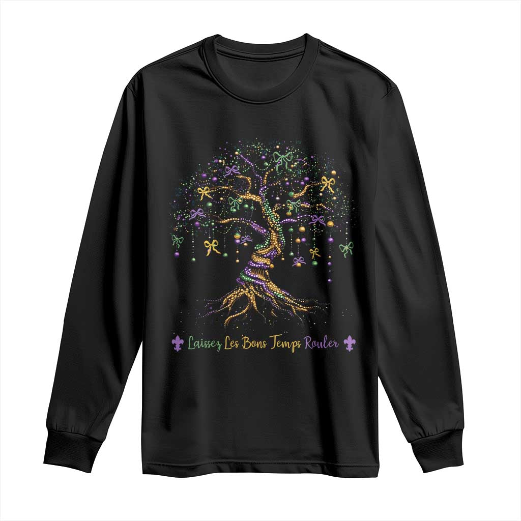 Coquette Bow Mardi Gras Bead Tree Long Sleeve Shirt Carnival New Orleans 2025