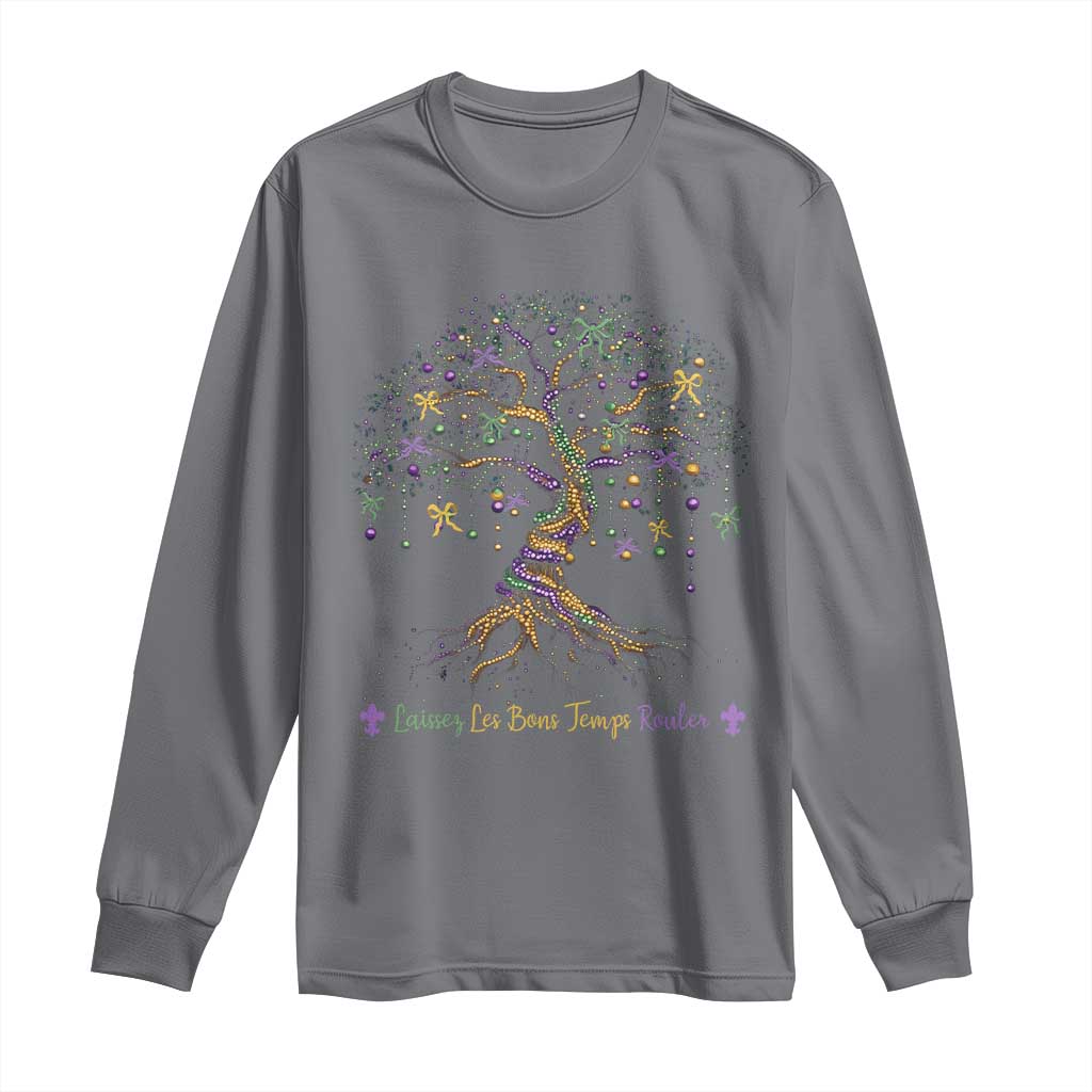 Coquette Bow Mardi Gras Bead Tree Long Sleeve Shirt Carnival New Orleans 2025