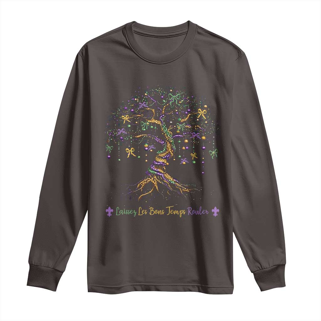 Coquette Bow Mardi Gras Bead Tree Long Sleeve Shirt Carnival New Orleans 2025