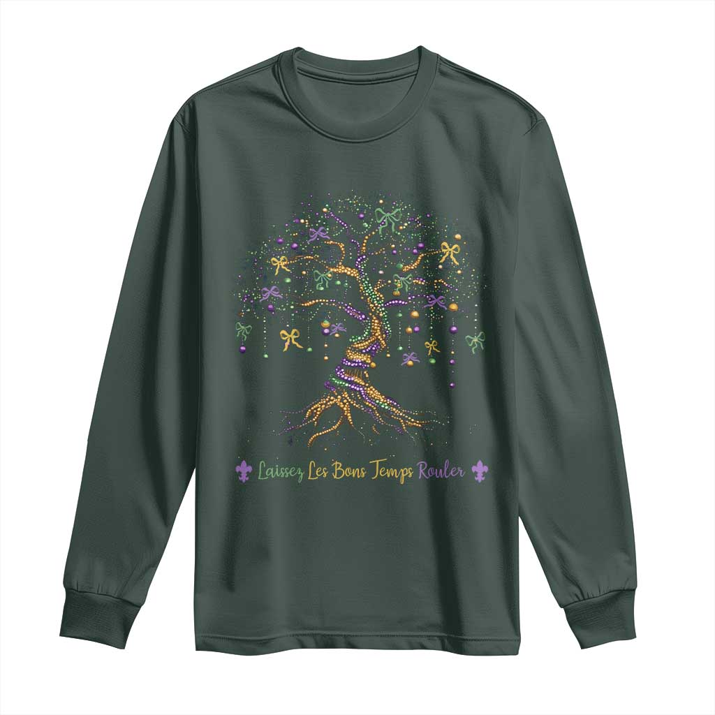 Coquette Bow Mardi Gras Bead Tree Long Sleeve Shirt Carnival New Orleans 2025