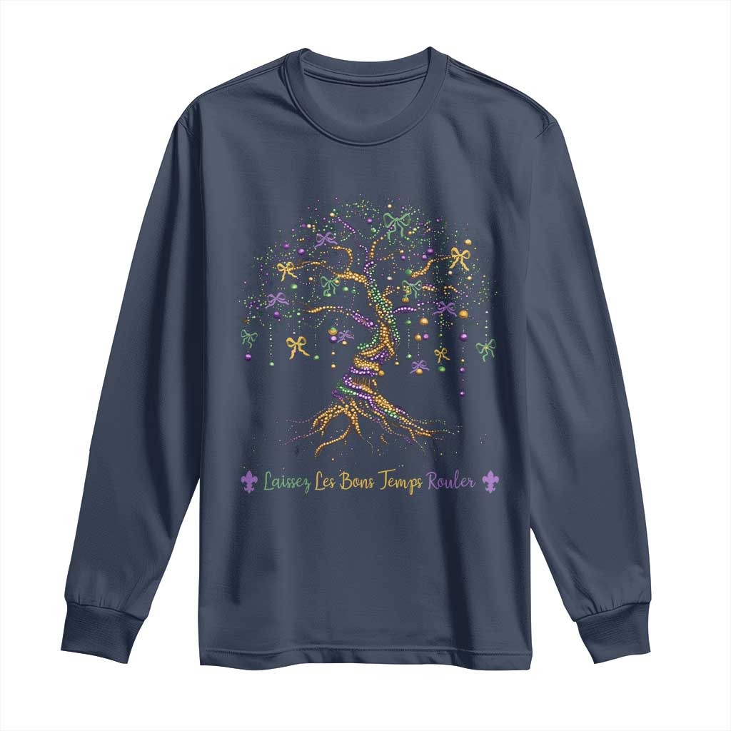 Coquette Bow Mardi Gras Bead Tree Long Sleeve Shirt Carnival New Orleans 2025