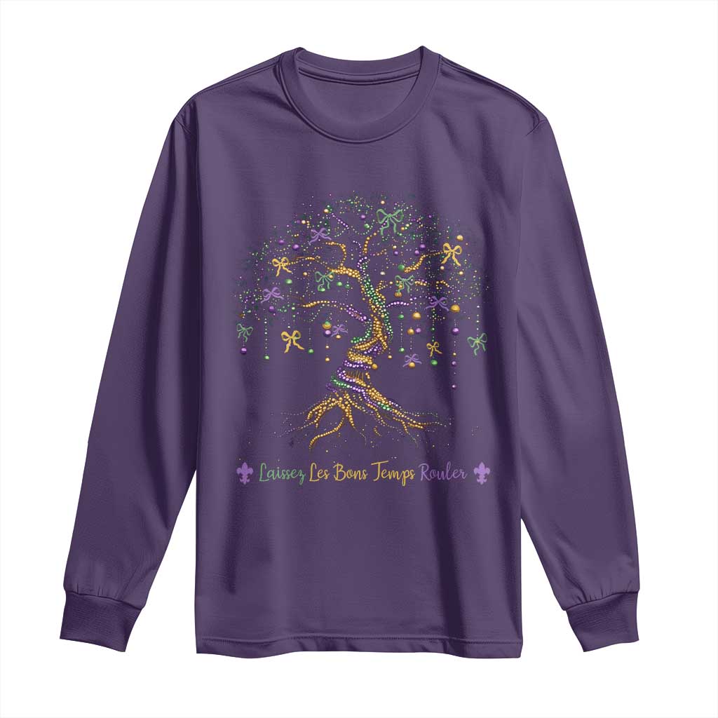 Coquette Bow Mardi Gras Bead Tree Long Sleeve Shirt Carnival New Orleans 2025