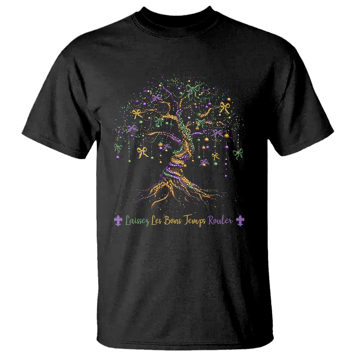 Coquette Bow Mardi Gras Bead Tree T Shirt Carnival New Orleans 2025