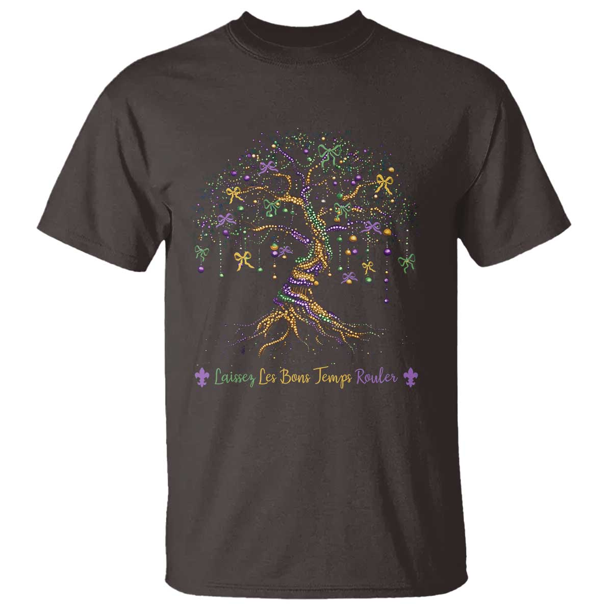 Coquette Bow Mardi Gras Bead Tree T Shirt Carnival New Orleans 2025