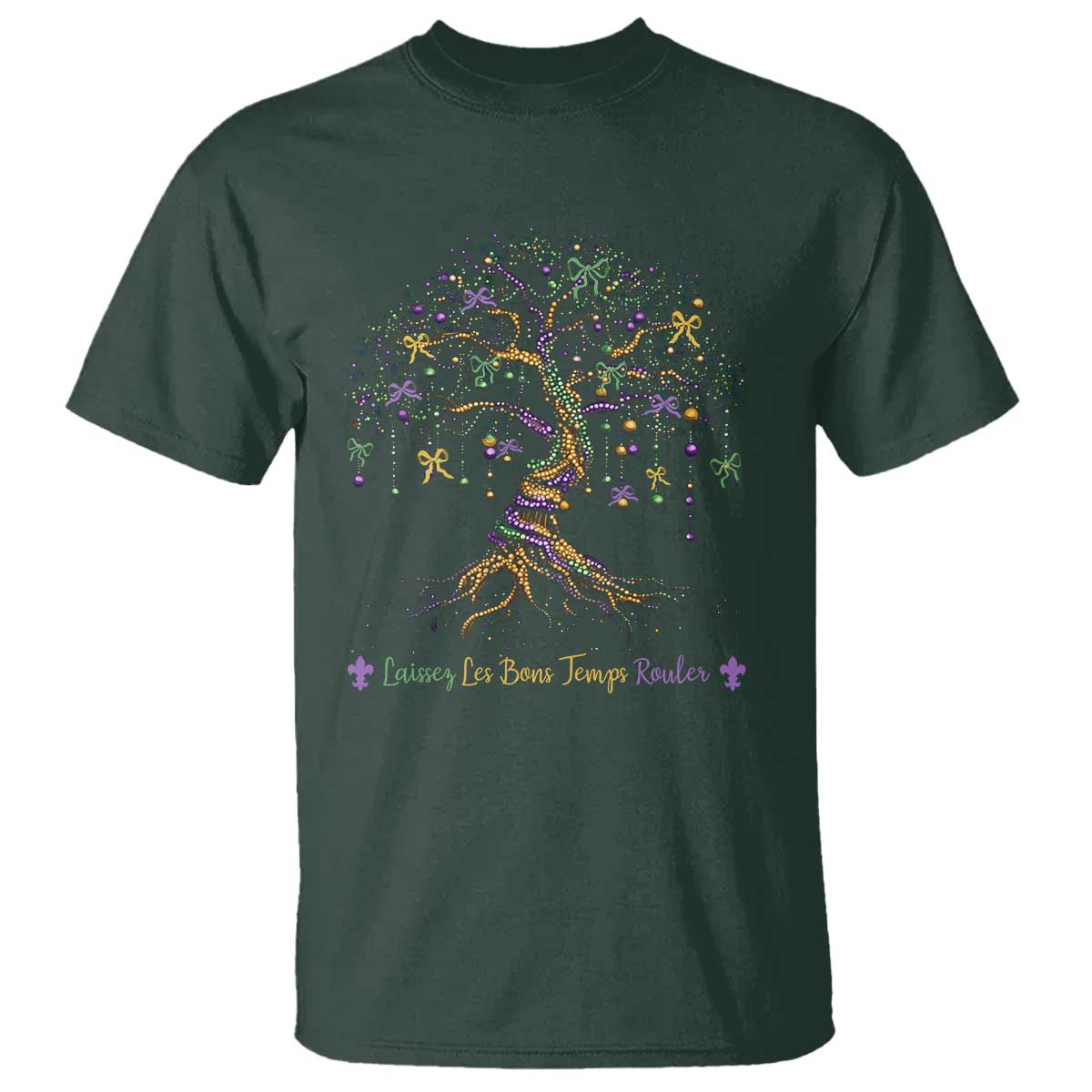 Coquette Bow Mardi Gras Bead Tree T Shirt Carnival New Orleans 2025