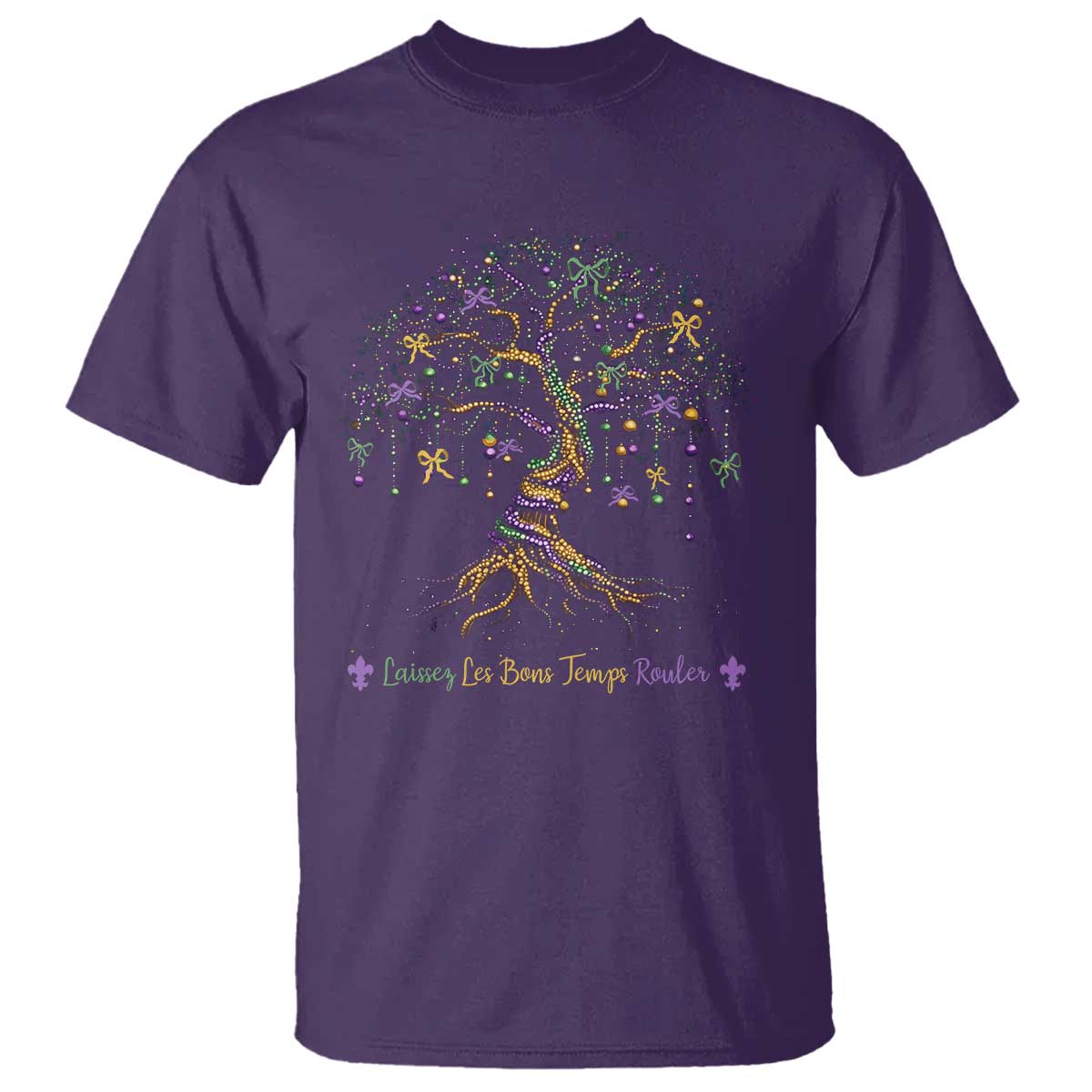 Coquette Bow Mardi Gras Bead Tree T Shirt Carnival New Orleans 2025