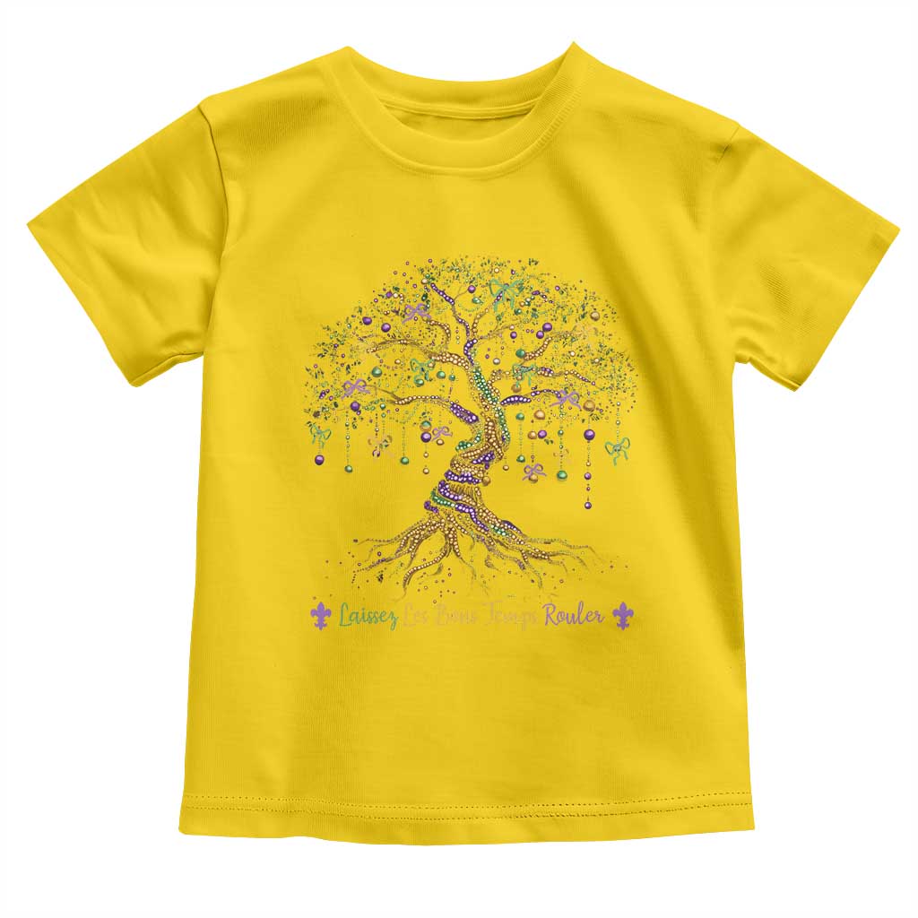 Coquette Bow Mardi Gras Bead Tree Toddler T Shirt Carnival New Orleans 2025