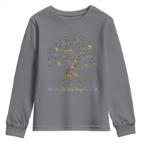 Coquette Bow Mardi Gras Bead Tree Youth Sweatshirt Carnival New Orleans 2025